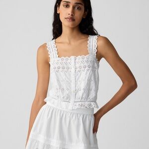 Dôen x Gap Cropped Eyelet Tank Top White M NWT doen